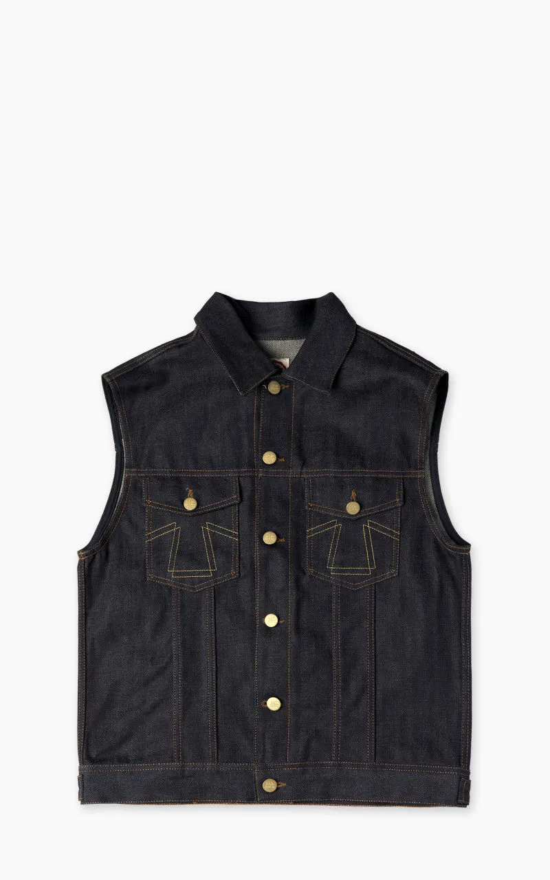 Eat Dust Fit 736 Biker Denim Vest Indigo Blue 13.75oz sold by Cultizm