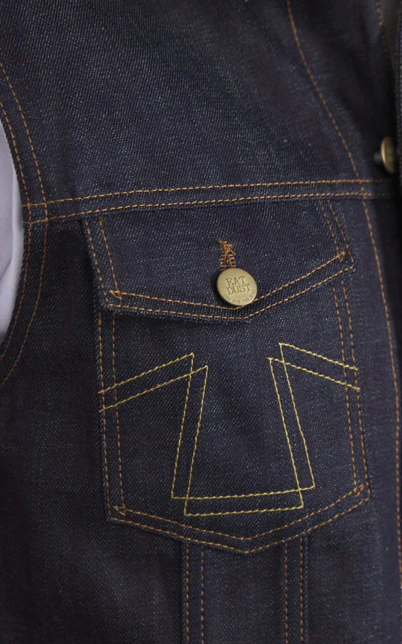 Eat Dust Fit 736 Biker Denim Vest Indigo Blue 13.75oz sold by Cultizm product image thumbnail 5
