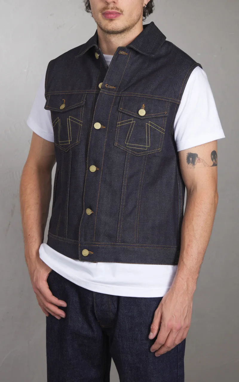 Eat Dust Fit 736 Biker Denim Vest Indigo Blue 13.75oz sold by Cultizm product image thumbnail 2