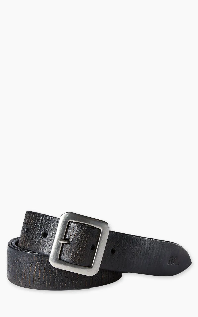 RRL New Burling Hand-Burnished Leather Belt Vintage Black sold by Cultizm