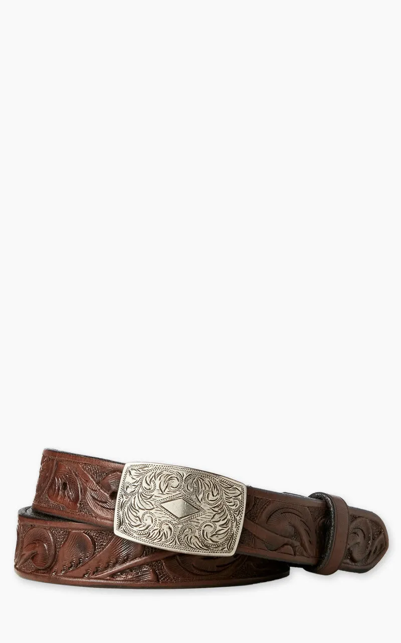 RRL Coleman Hand-Tooled Leather Belt Brown sold by Cultizm