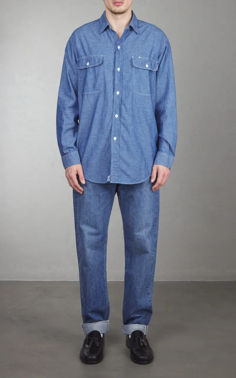OrSlow Chambray Work Shirt Indigo Blue sold by Cultizm product image thumbnail 2