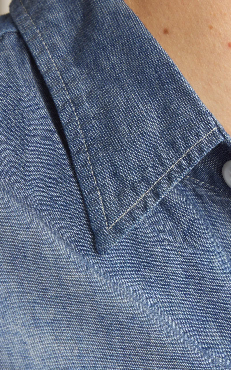 OrSlow Chambray Work Shirt Indigo Blue sold by Cultizm product image thumbnail 5