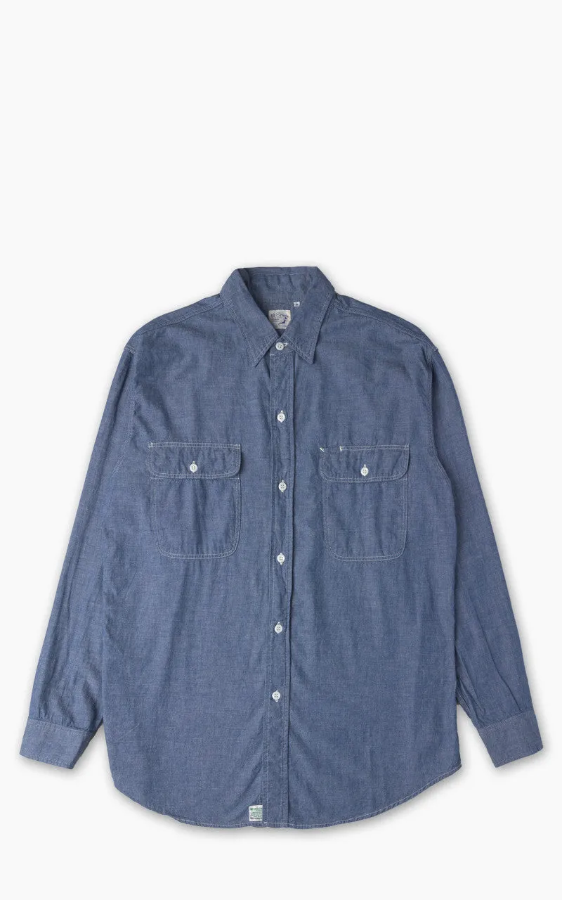 OrSlow Chambray Work Shirt Indigo Blue sold by Cultizm
