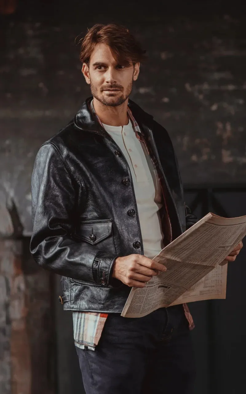 Double Helix Classic 1920s Horsehide Leather Jacket Black sold by Cultizm product image thumbnail 5