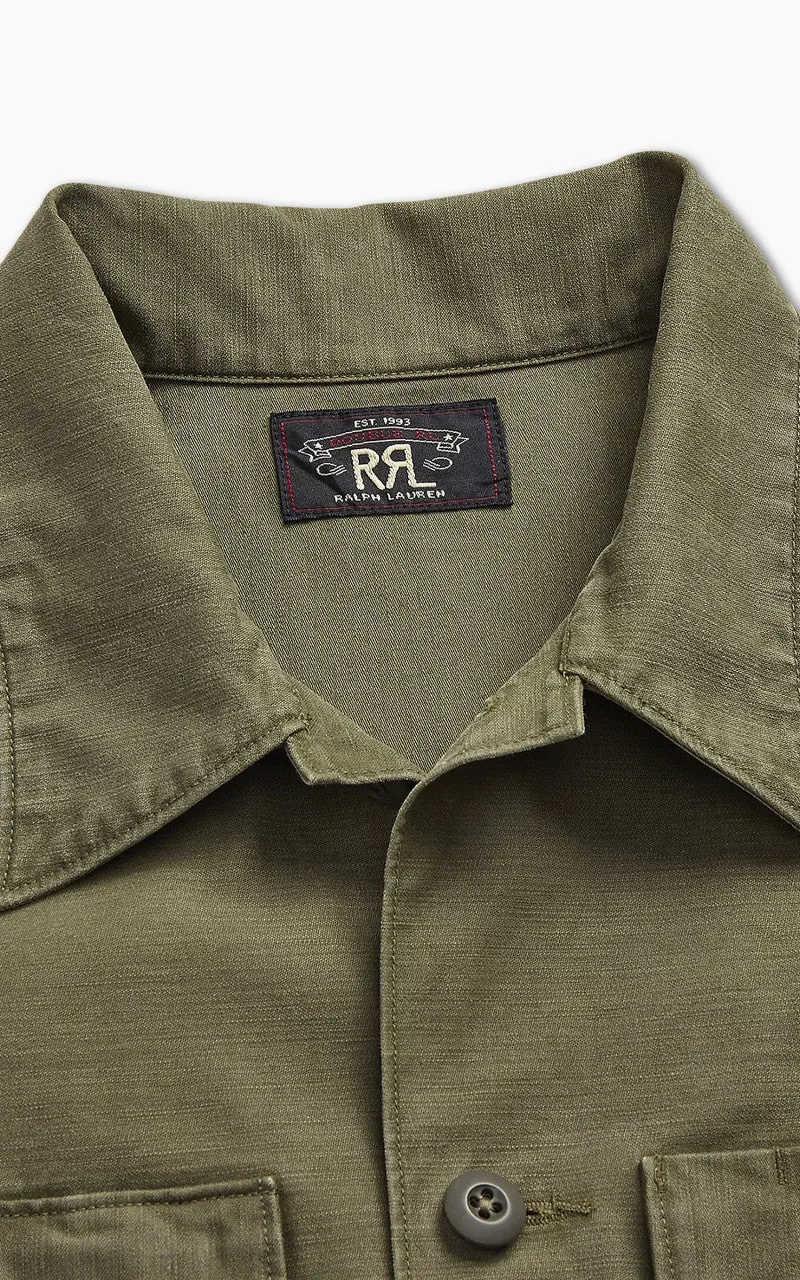 RRL Regiment Reverse Sateen Overshirt Olive sold by Cultizm product image thumbnail 5