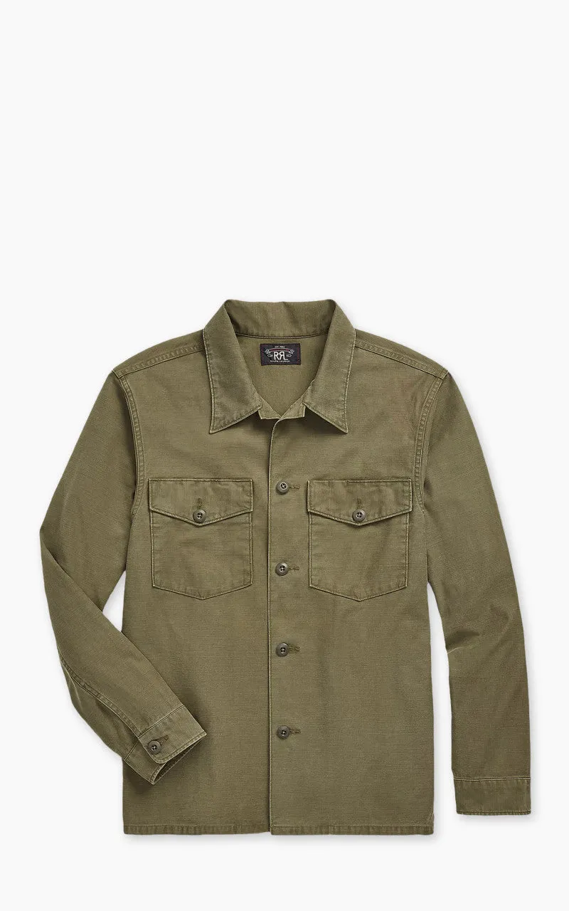 RRL Regiment Reverse Sateen Overshirt Olive sold by Cultizm