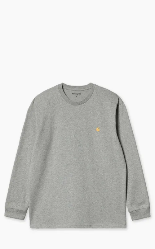 Carhartt WIP L/S Chase T-Shirt Grey Heather/Gold sold by Cultizm