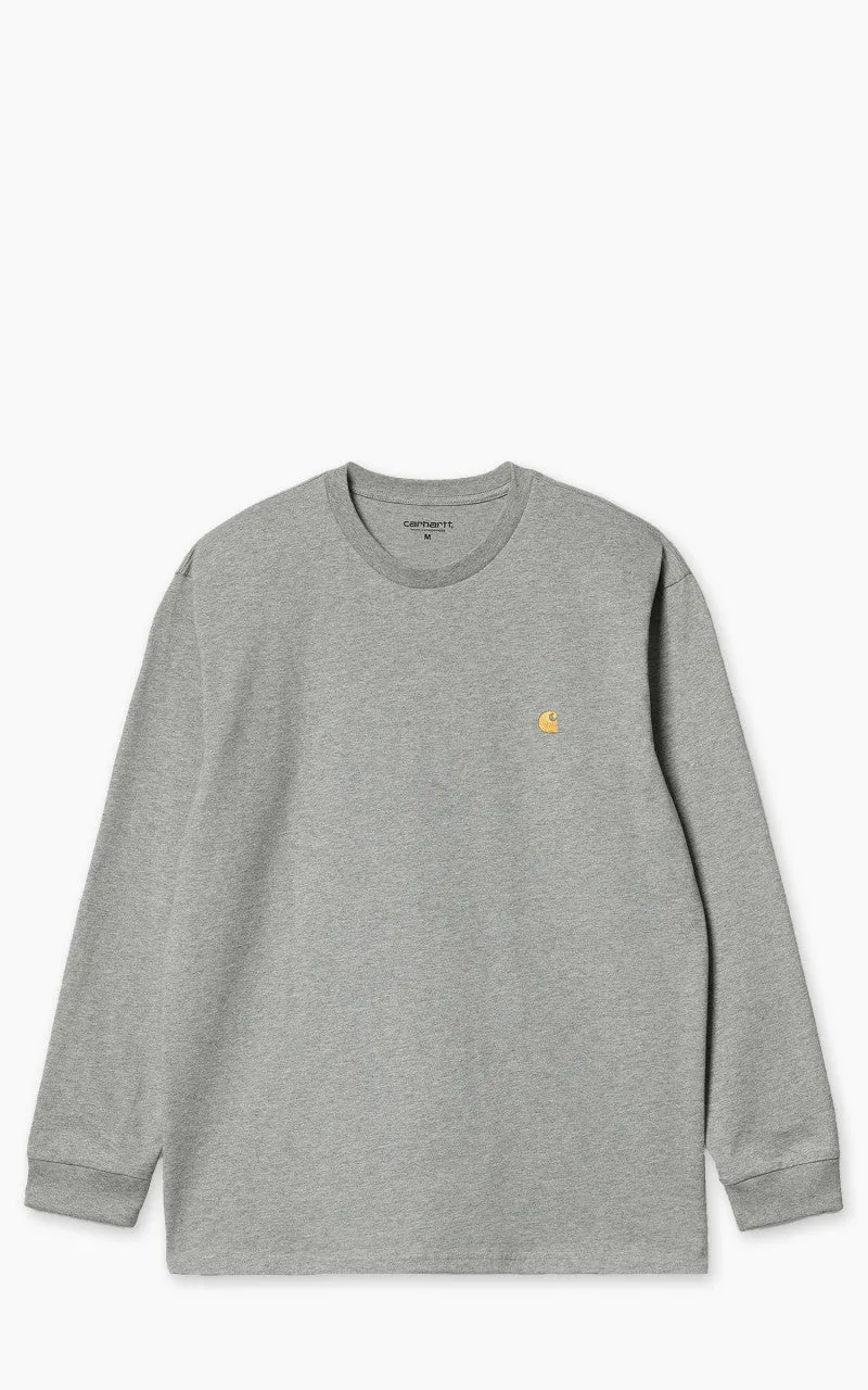 Carhartt WIP L/S Chase T-Shirt Grey Heather/Gold sold by Cultizm