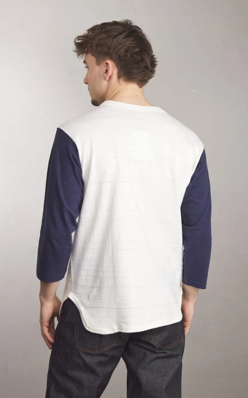 Warehouse & Co. Lot 4800 Three Quarter Baseball T-Shirt Cream/Navy sold by Cultizm product image thumbnail 3