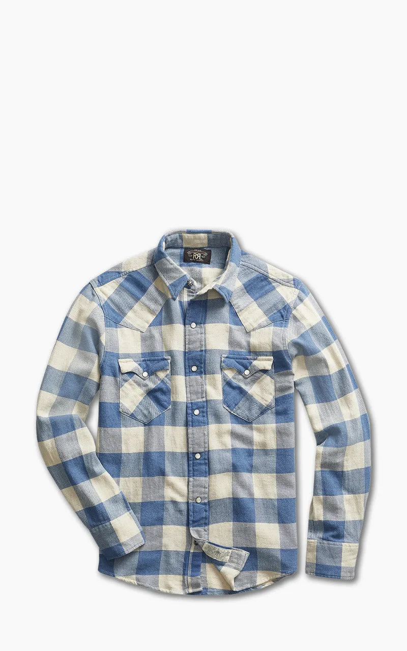 RRL Buffalo Western Shirt Indigo/Cream sold by Cultizm