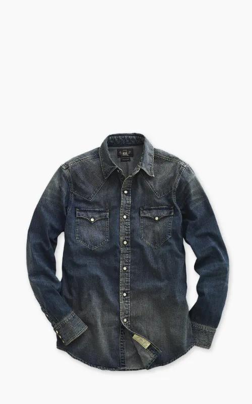 RRL Buffalo Western Shirt Denim Dark Wash sold by Cultizm