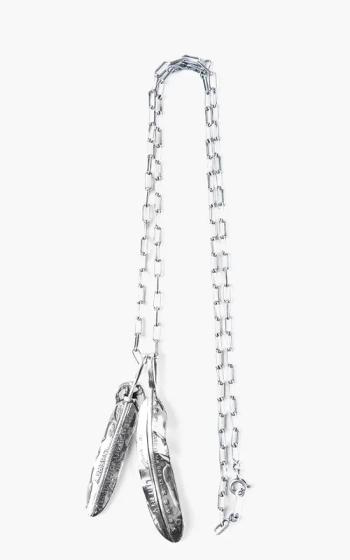 North Works N-532 Necklace 925 Silver Two Feathers made by Cultizm