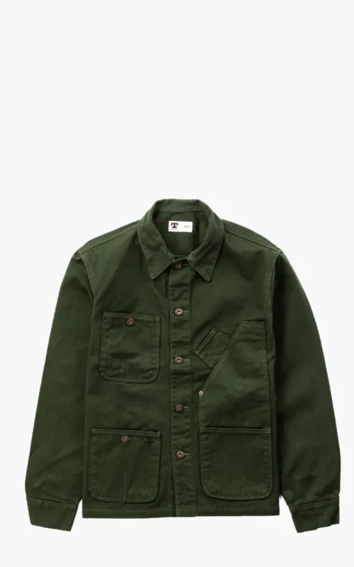 Tellason Coverall Jacket Garment Dyed Denim Dark Green sold by Cultizm