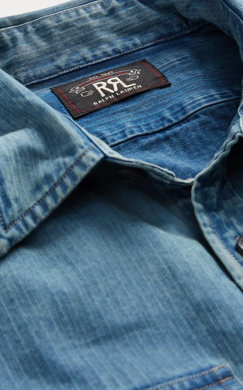 RRL Indigo Herringbone Twill Workshirt Faded Indigo sold by Cultizm product image thumbnail 3