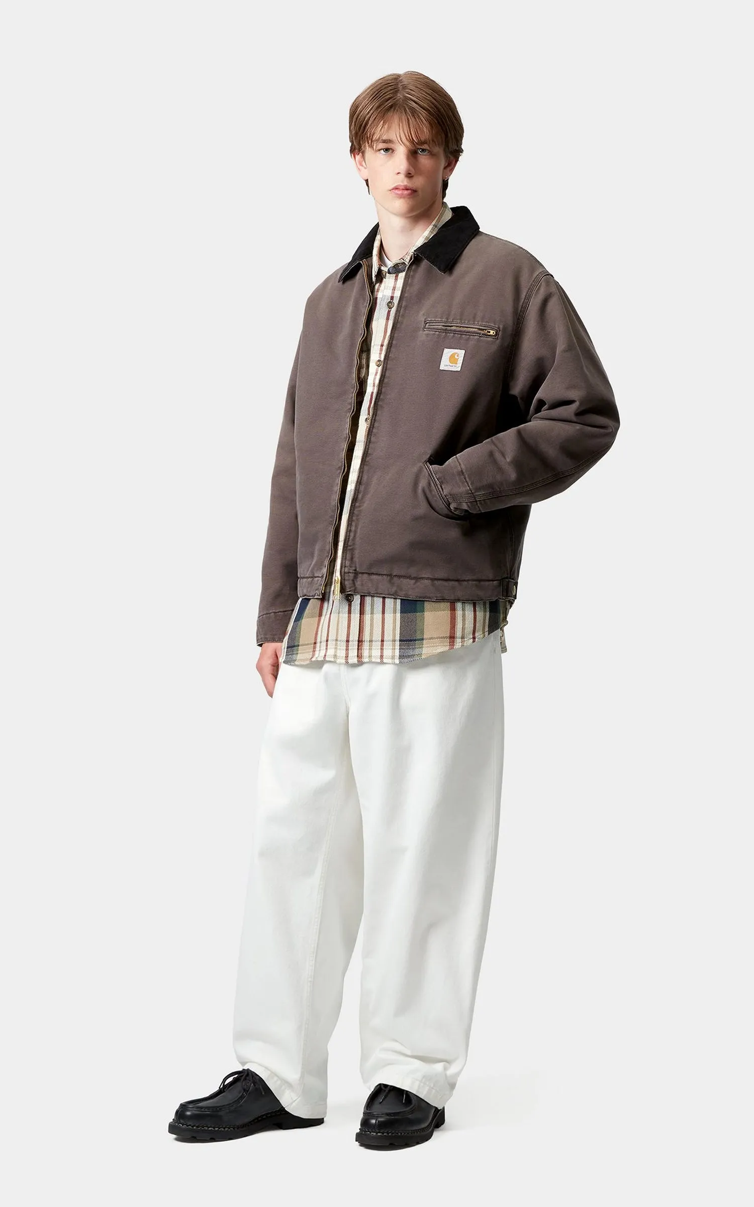 Carhartt WIP OG Detroit Jacket Dearborn Canvas Stone Tobacco/Black sold by Cultizm product image thumbnail 4