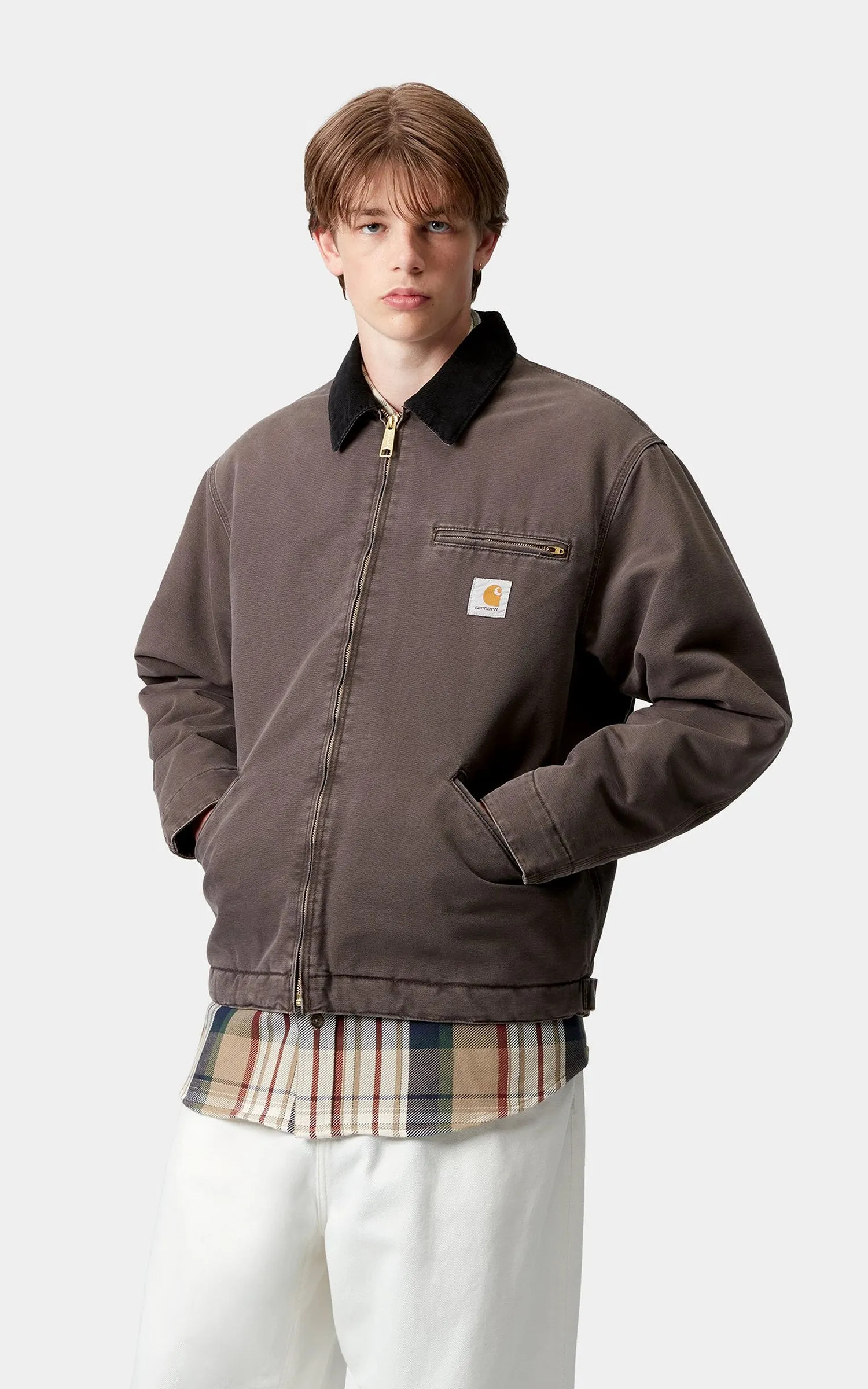 Carhartt WIP OG Detroit Jacket Dearborn Canvas Stone Tobacco/Black sold by Cultizm product image thumbnail 2