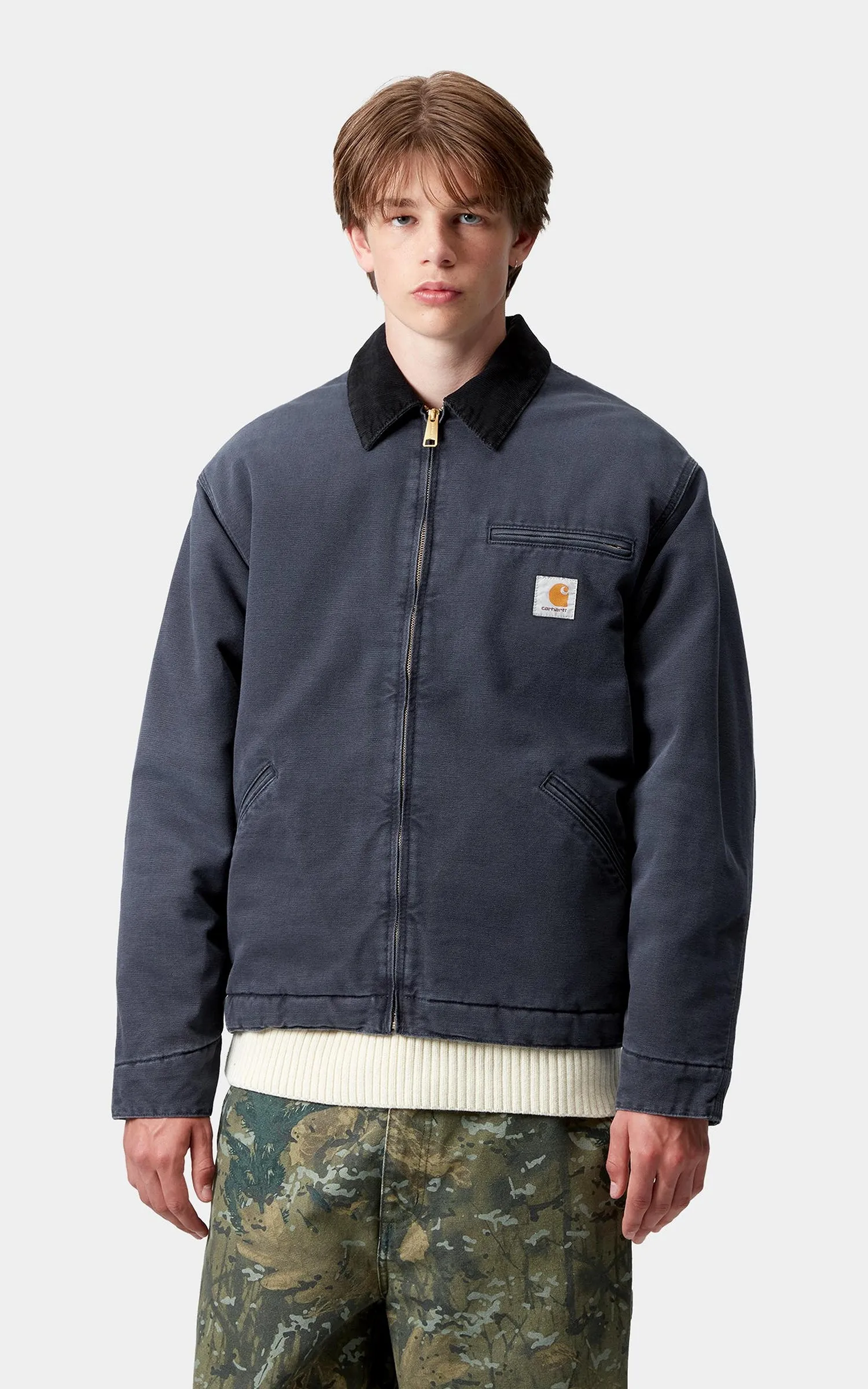 Carhartt WIP OG Detroit Jacket Dearborn Canvas Stone Dark Navy/Black sold by Cultizm product image thumbnail 2