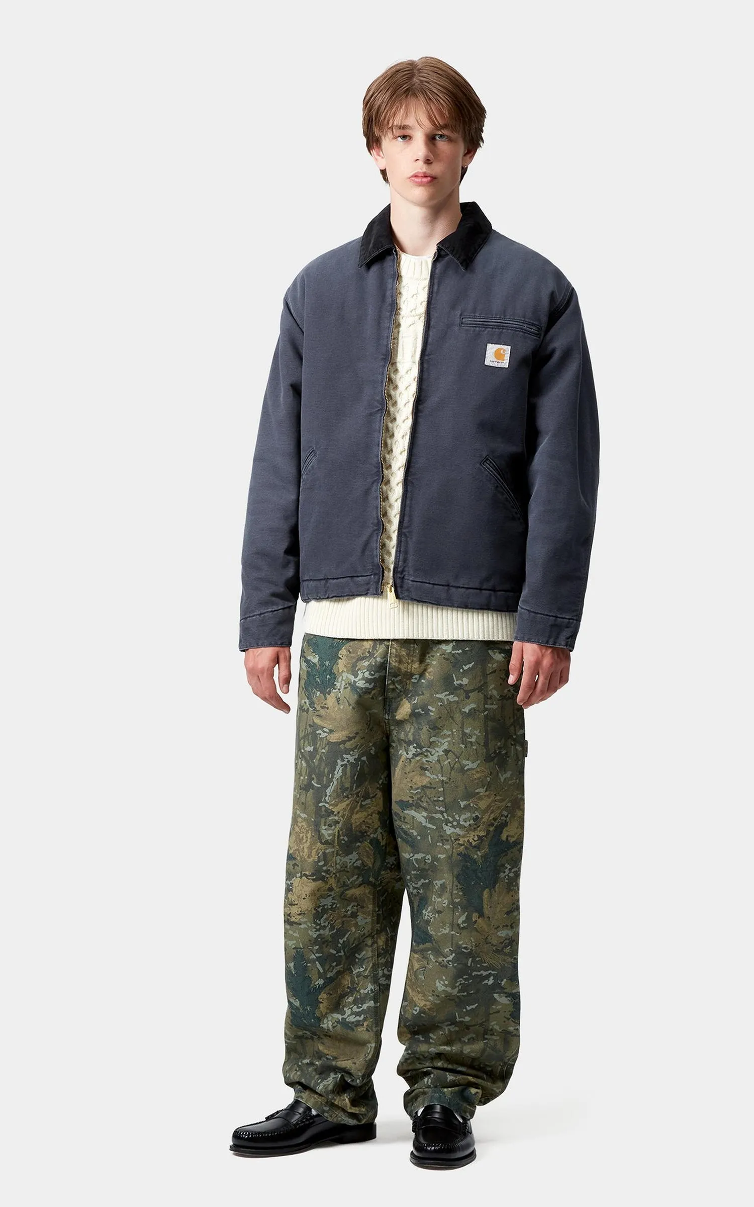 Carhartt WIP OG Detroit Jacket Dearborn Canvas Stone Dark Navy/Black sold by Cultizm product image thumbnail 4