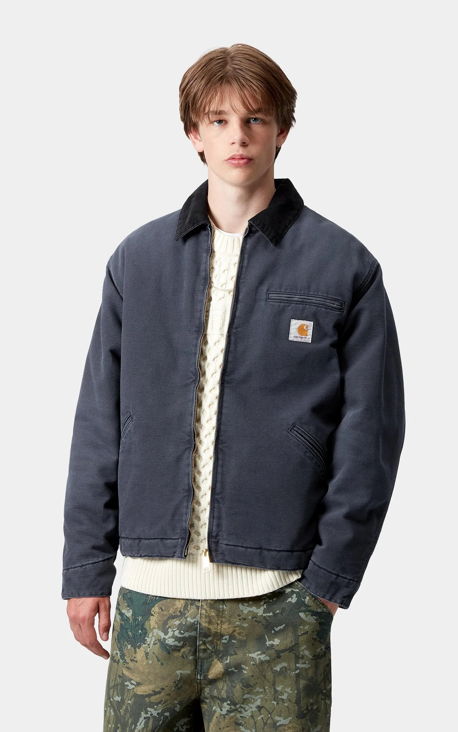 Carhartt WIP OG Detroit Jacket Dearborn Canvas Stone Dark Navy/Black sold by Cultizm product image thumbnail 5