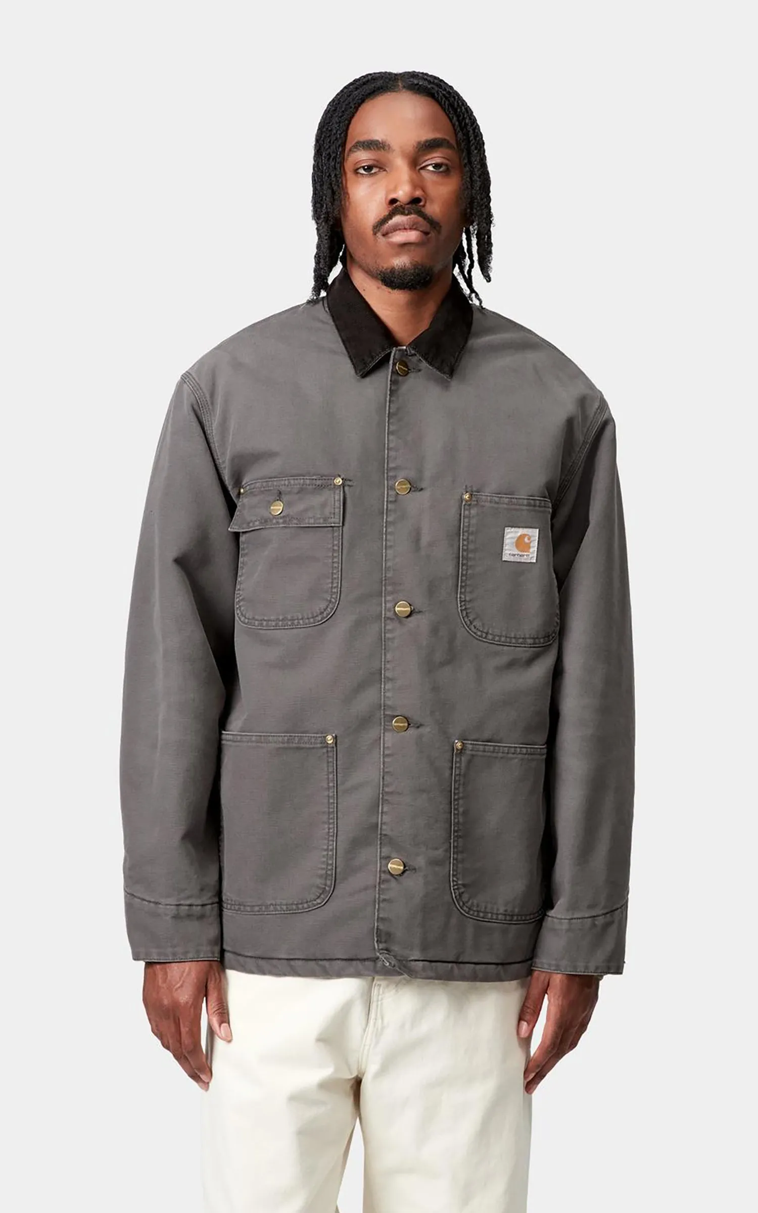 Carhartt WIP OG Chore Coat Dearborn Canvas Stone Wash Graphite/Black sold by Cultizm product image thumbnail 2