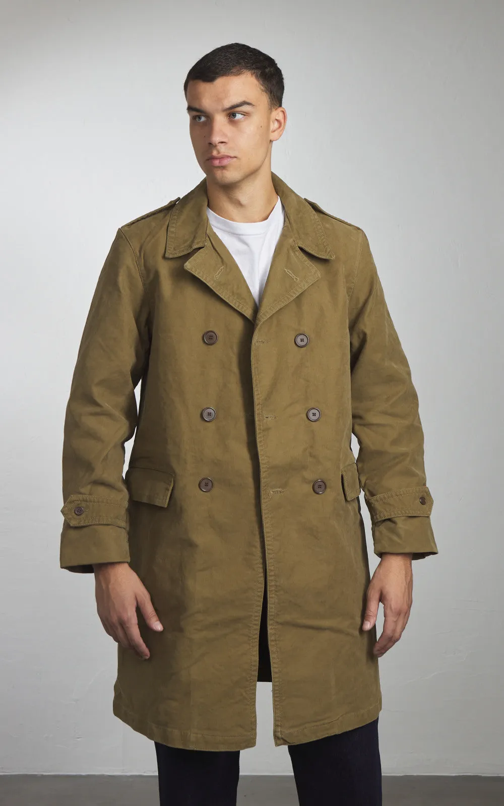 Chesapeake's Jungle Cloth Naval Officer Trench Coat Khaki Green sold by Cultizm product image thumbnail 2