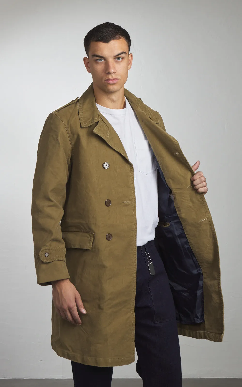 Chesapeake's Jungle Cloth Naval Officer Trench Coat Khaki Green sold by Cultizm product image thumbnail 4