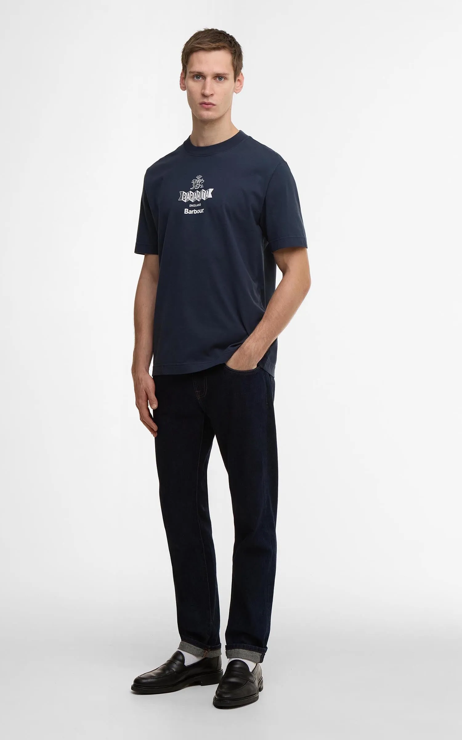 Barbour x Baracuta T-Shirt Vinyl Oversized Navy sold by Cultizm product image thumbnail 4