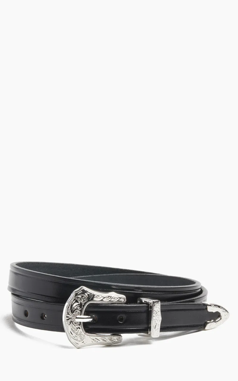 Tory Leather Bridle Leather Western Buckle Belt Black sold by Cultizm