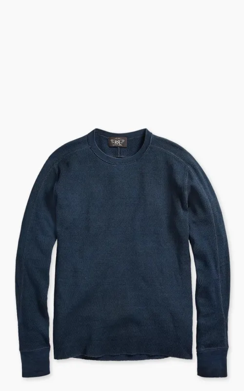 RRL Indigo Jacquard-Knit Crewneck Rinsed Blue Indigo sold by Cultizm