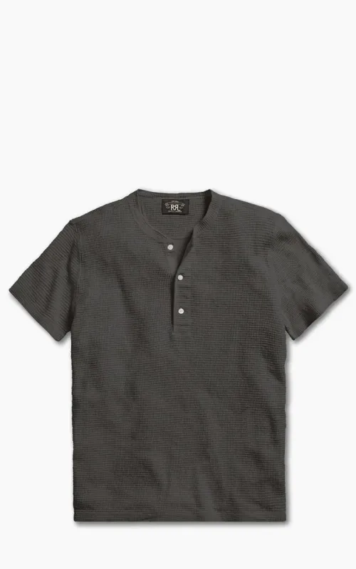 RRL Waffle-Knit Henley Shirt Faded Black Canvas sold by Cultizm