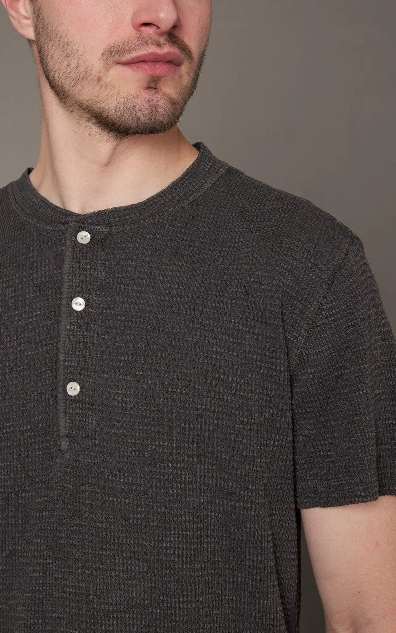 RRL Waffle-Knit Henley Shirt Faded Black Canvas sold by Cultizm product image thumbnail 5