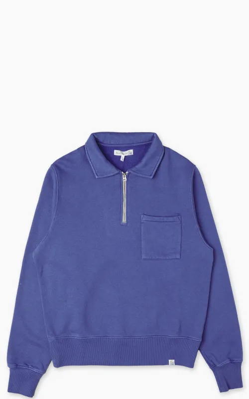 Merz b. Schwanen ZIPC01 Zip Collar Sweatshirt Washed Blue sold by Cultizm
