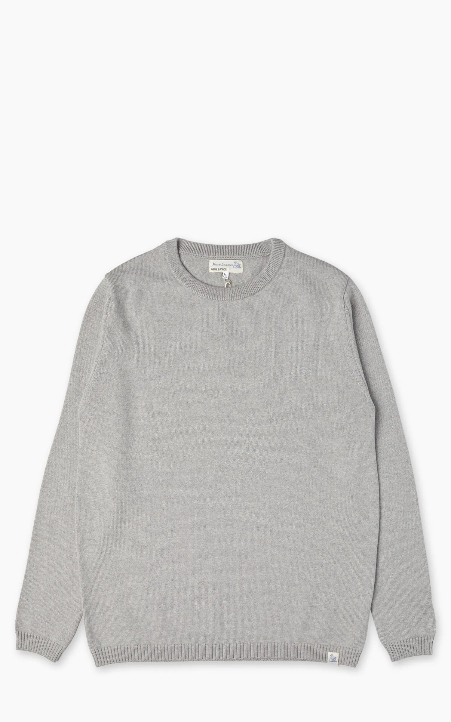 Merz b. Schwanen MWRC01 Classic Crew Merino Wool Pullover Grey Melange sold by Cultizm