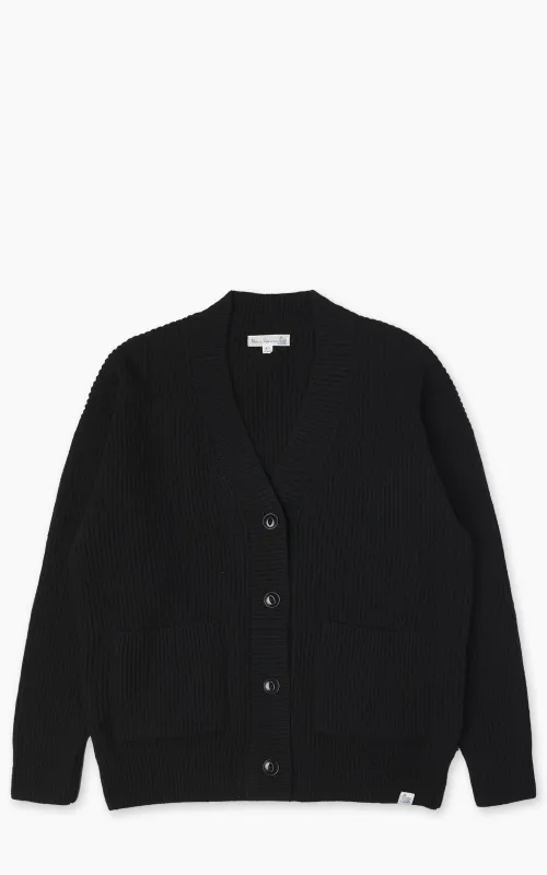 Merz b. Schwanen LOCG01 Merino Wool-Cashmere Cardigan Deep Black sold by Cultizm