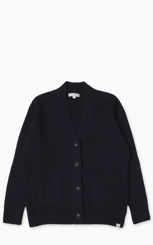 Merz b. Schwanen LOCG01 Merino Wool-Cashmere Cardigan Dark Navy sold by Cultizm