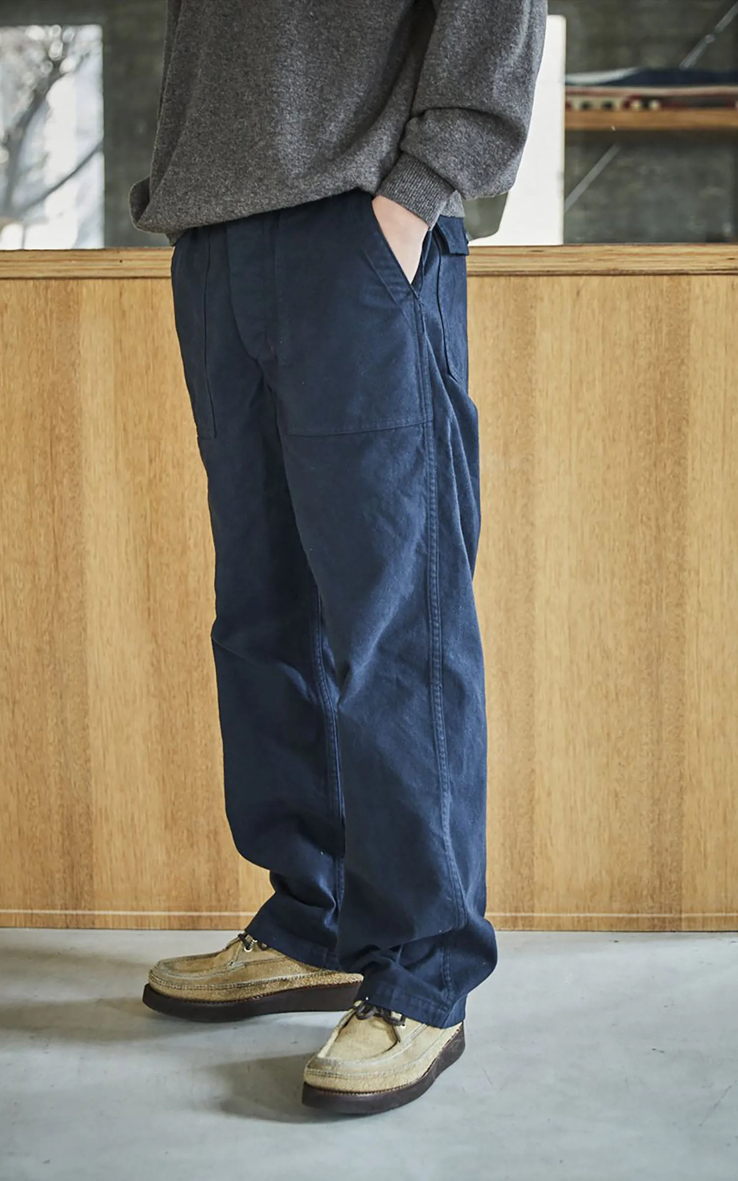 Orslow US Army Fatigue Pants Regular Brushed Flannel Dark Navy sold by Cultizm