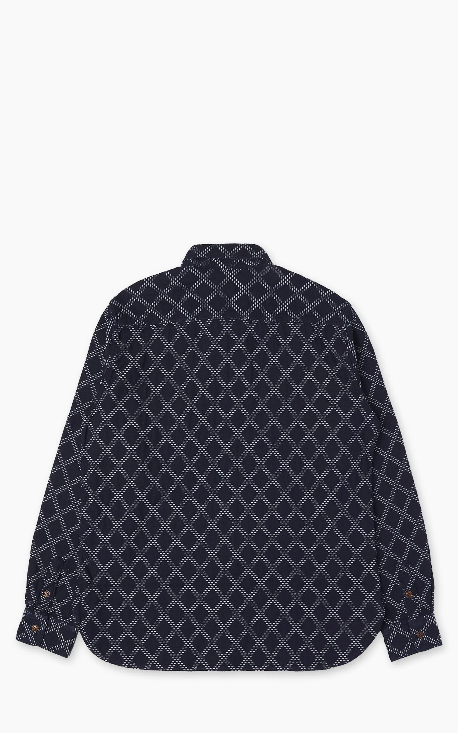 Studio D'Artisan 5728 Indigo Sashiko Dobby Work Shirt Indigo sold by Cultizm product image thumbnail 3