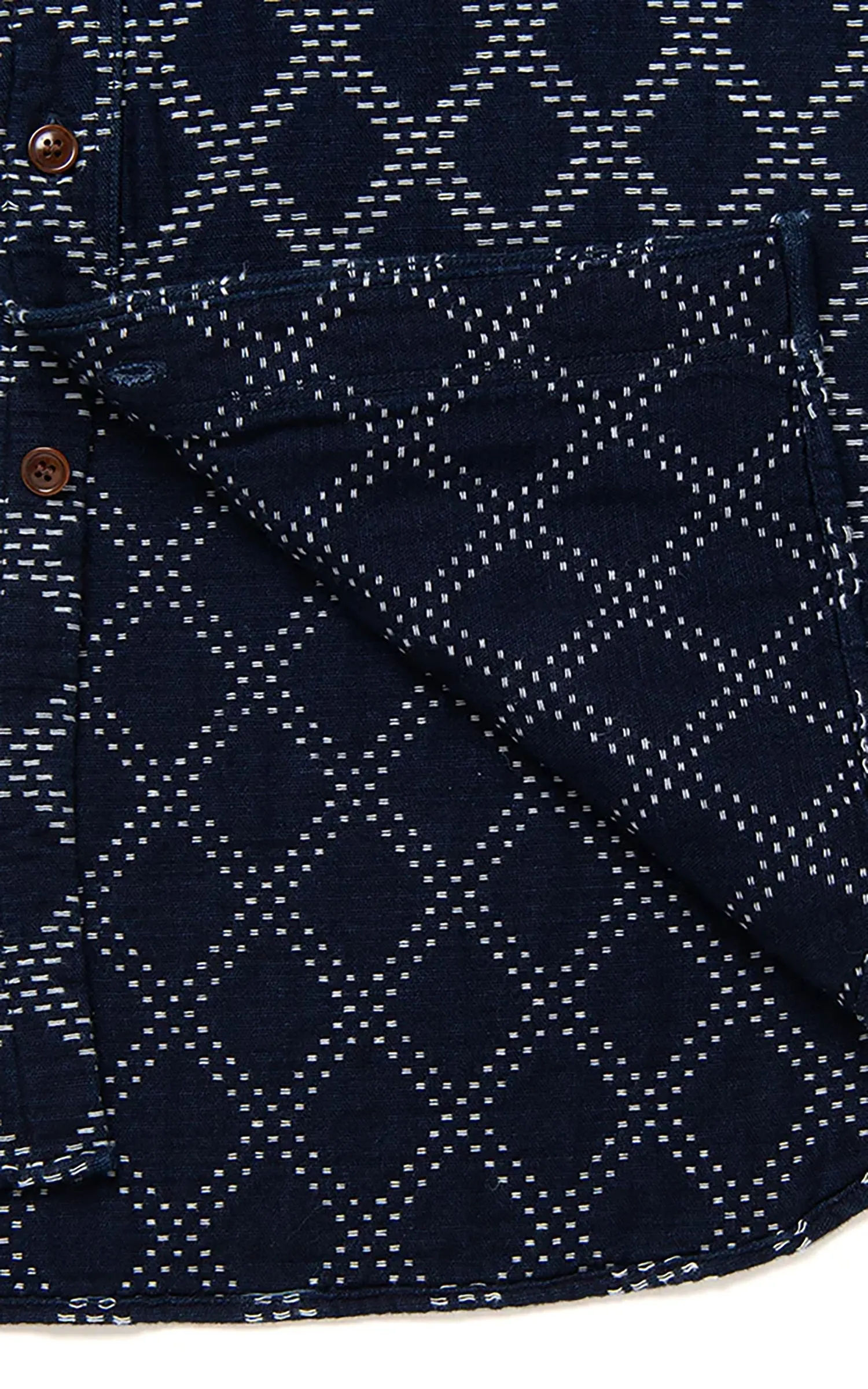 Studio D'Artisan 5728 Indigo Sashiko Dobby Work Shirt Indigo sold by Cultizm product image thumbnail 4