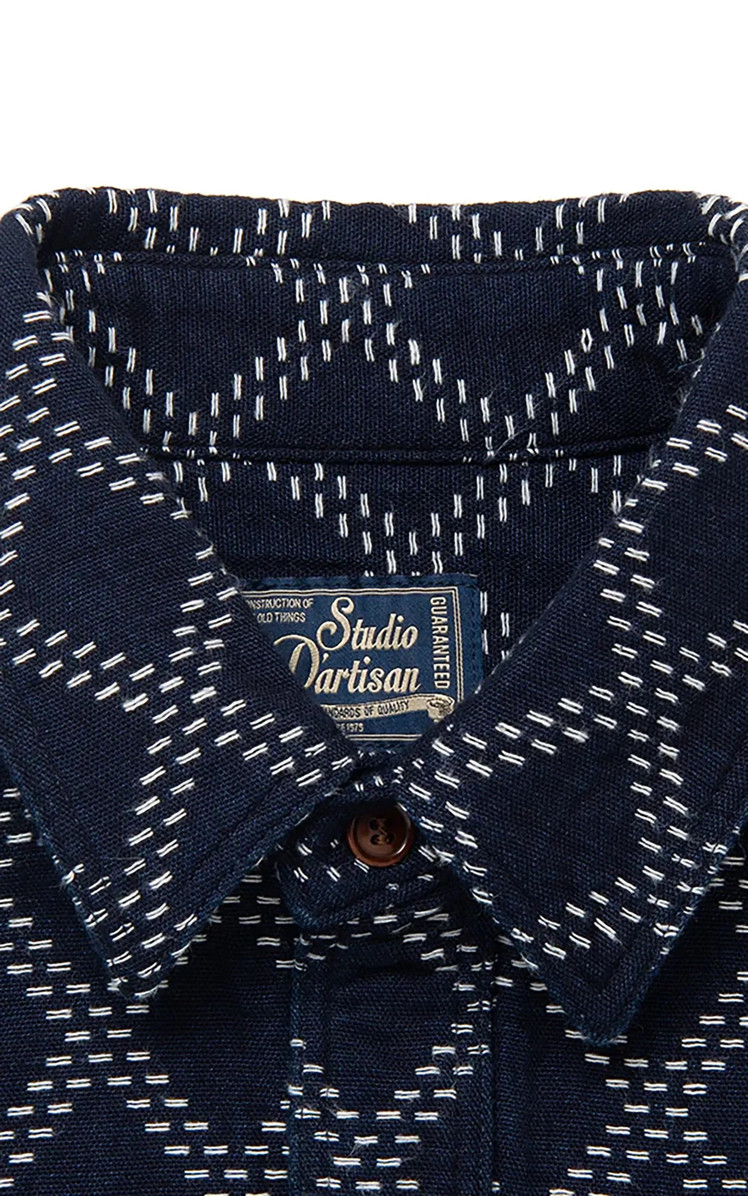 Studio D'Artisan 5728 Indigo Sashiko Dobby Work Shirt Indigo sold by Cultizm product image thumbnail 2
