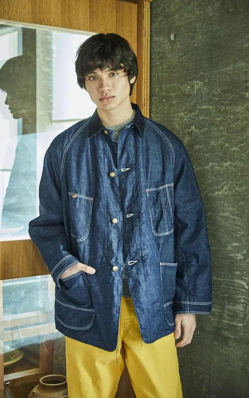 OrSlow Wool Lined Denim Coverall Jacket Relax Fit One Wash Indigo sold by Cultizm