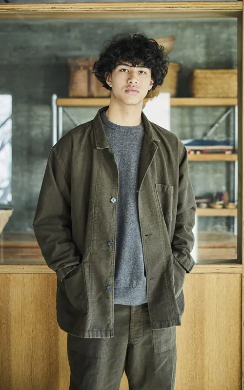 OrSlow Simple Work Jacket Relax Fit Cotton Linen Moleskin Coffee Brown sold by Cultizm