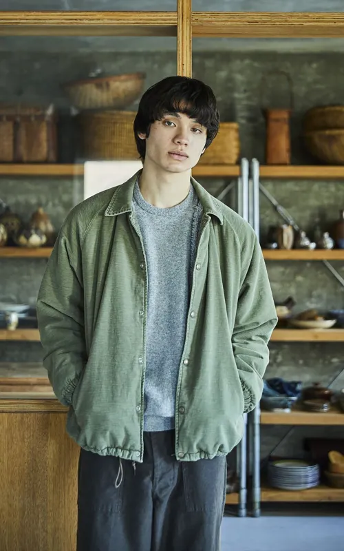 OrSlow Reverse Sateen Fleece Lined Coach Jacket Vintage Washed Dark Olive sold by Cultizm