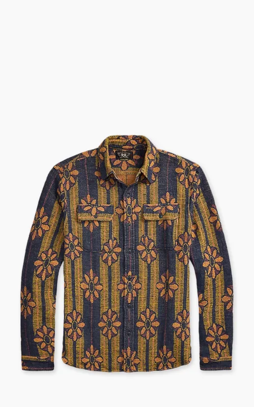 RRL Floral Jacquard Workshirt Plum Multi sold by Cultizm