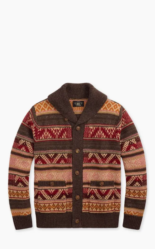RRL Wool-Blend Shawl-Collar Cardigan Brown/Red Multi sold by Cultizm