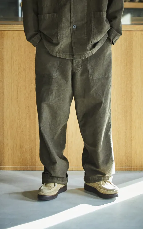 Orslow Fatigue Pants Relax Fit Cotton Linen Moleskin Coffee Brown sold by Cultizm