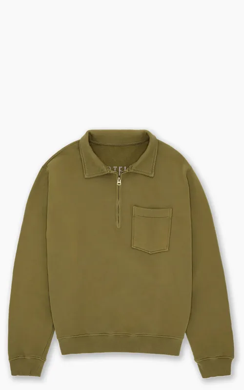 Fortela Yale Fleece Jersey Quarter Zip Sweatshirt Khaki sold by Cultizm