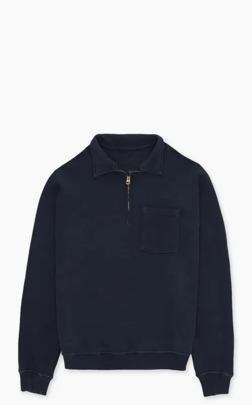 Fortela Yale Fleece Jersey Quarter Zip Sweatshirt Blue sold by Cultizm