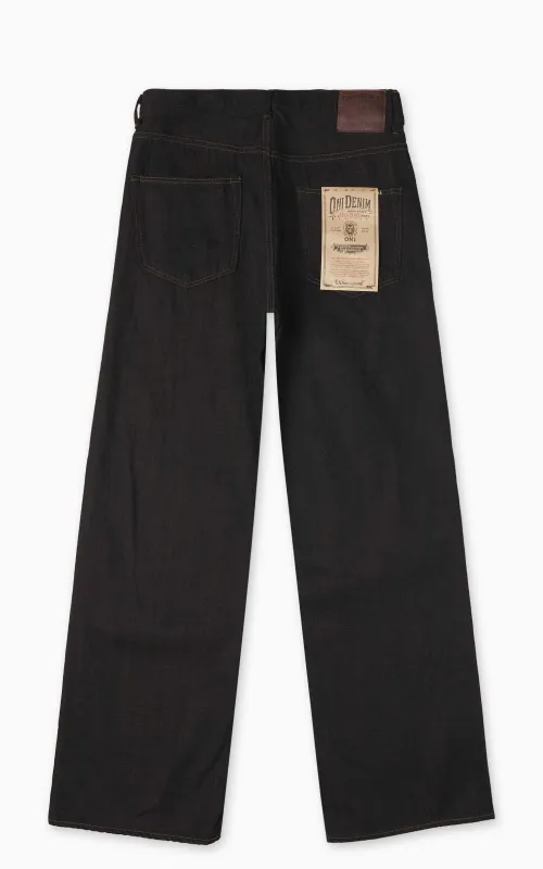 ONI Denim 222-BKOL Super Wide Straight Black x Olive 12oz sold by Cultizm