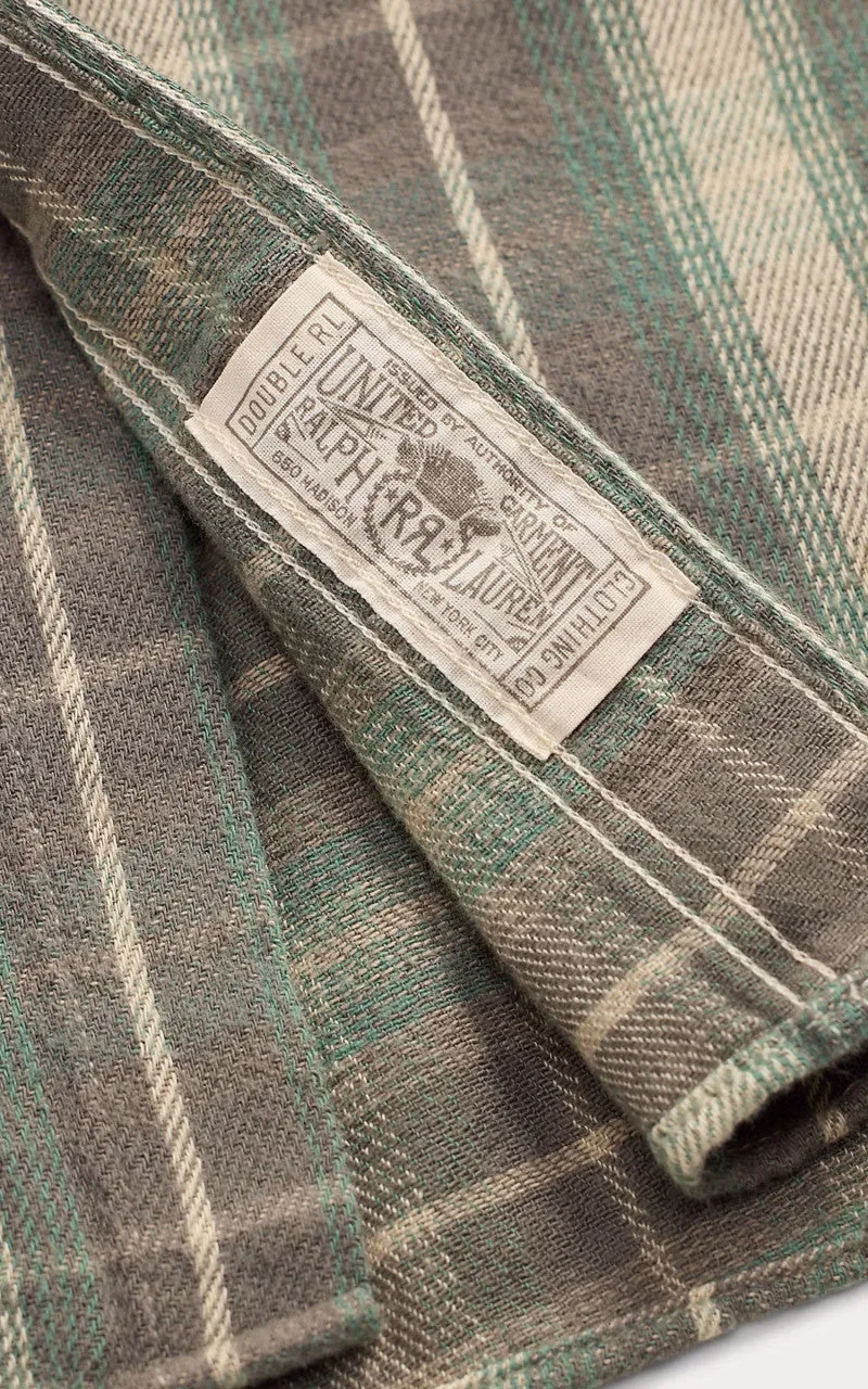 RRL Slim Fit Plaid Twill Western Shirt Green/Grey sold by Cultizm product image thumbnail 5
